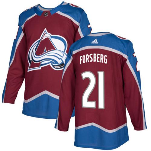 Adidas Men Colorado Avalanche 21 Peter Forsberg Burgundy Home Authentic Stitched NHL Jersey
